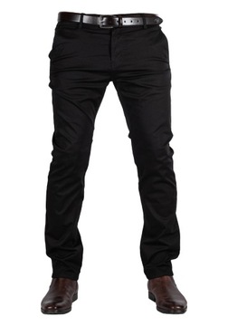 Spodnie męskie CHINOSY materiałowe czarne Riki r33