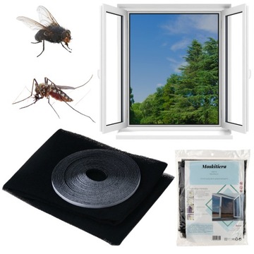 SIATKA NA OKNA PRZECIW OWADOM MOSKITIERA OKIENNA CZARNA RZEP WYMIAR 150x150