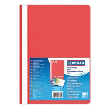 SKOROSZYTY A4 PLASTIKOWE STANDARD 10SZT. CZERWONE