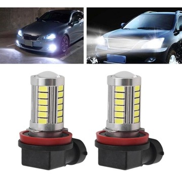 2 sztuki 6000K Oświetlenie 3030 H11 21 LED Żarówki przeciwmgielne DRL dla