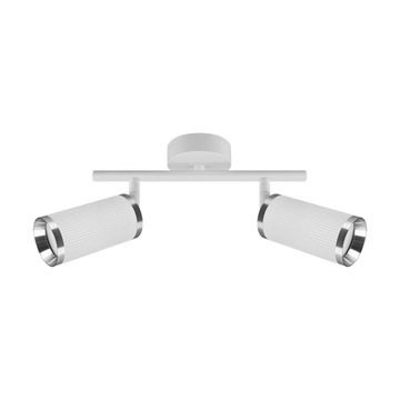 Lampa podwójna biała chrom 2xGU10 LED na listwie do kuchni ruchoma