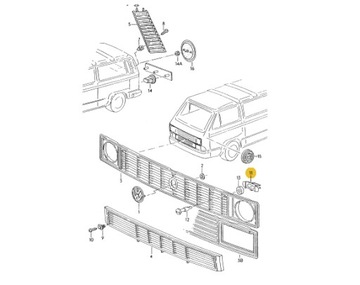 KLIP DRŽÁKY MŘÍŽKY HORNÍ MASKA VW T3 251853696