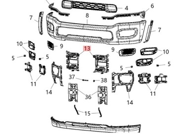 DODGE RAM 2500 3500 2019-2024 DRŽÁKY NÁRAZNÍKU SPODNÍ PRAVÉ + LEVÉ