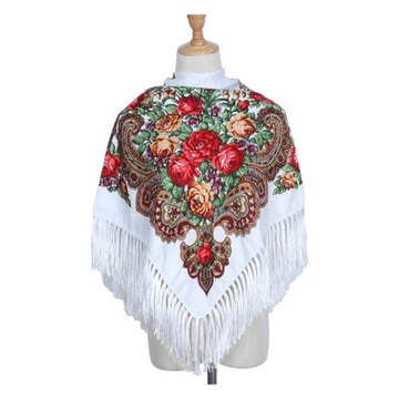 Szalik z nadrukiem retro Styl boho, szeroki z