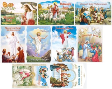 POCZTÓWKA KARTKA WIELKANOC WYCINANA ŚWIĘTA 9 SZT.