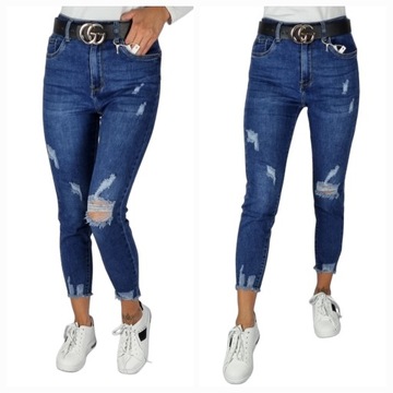 SPODNIE JEANSOWE Z DZIURAMI 7/8 ROZMIAR 38/M