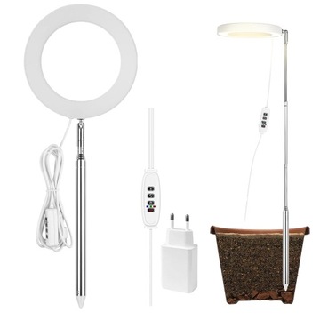 LAMPA DO WZROSTU ROŚLIN 72LED TIMER USB BIAŁA NOWY