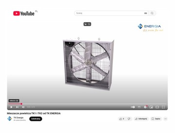 Mieszacz Powietrza Wentylator TK1 do Szklarni 1380x1380x320