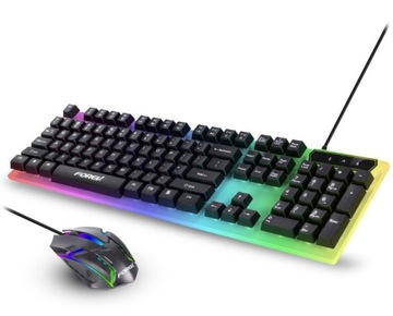 KLAWIATURA GAMINGOWA MECHANICZNA podświetlana RGB + MYSZKA GAMINGOWA LED