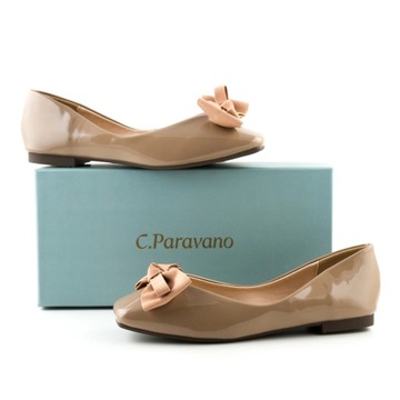 Baleriny damskie buty skórzane C.PARAVANO skóra naturalna beżowe r. 38