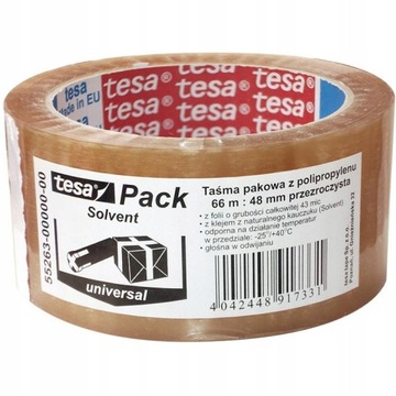 Taśma pakowa 66m x 48mm SOLVENT transparentna 5526
