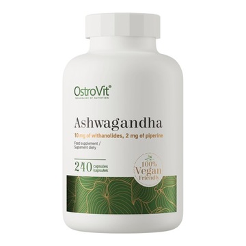 Ashwagandha VEGE 240 kaps Piperyna Żeń-Szeń Pamięć OstroVit