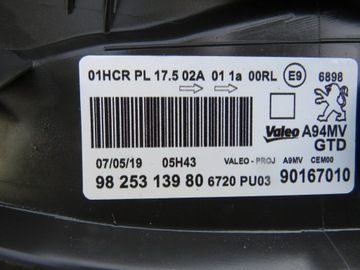 LEVÝ PŘEDNÍ SVĚTLO 9625313980 PEUGEOT 2008
