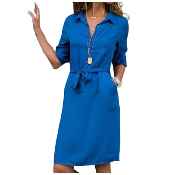 SUKIENKA ELEGANCKA LETNIA DAMSKA MIDI KOSZULOWA XL