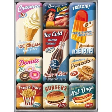 Magnesy na lodówkę (9szt) American Diner USA