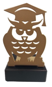 STATUETKA METALOWA SOWA ABSOLWENT NAUKA SZKOŁA ZAKOŃCZENIE ROKU + GRAWER