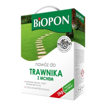 BIOPON NAWÓZ DO TRAWNIKA Z MCHEM GRANULAT 5KG OGRANICZA POWSTAWANIE MCHU