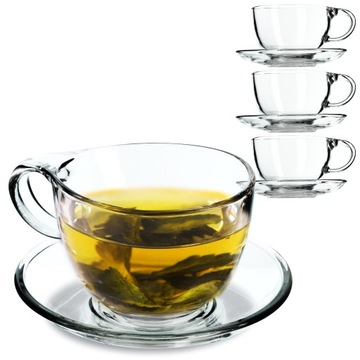 FILIŻANKA ZE SPODKIEM DO HERBATY KAWY 250ml 4szt.
