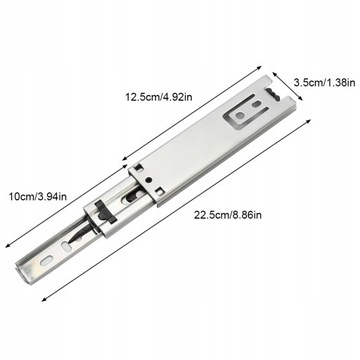PROWADNICA DO SZUFLAD KRÓTKA KULKOWA 35CM METALOWA 225MM PEŁNY WYSUW