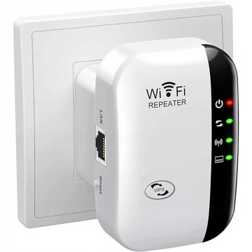 WZMACNIACZ SYGNAŁU Wi-Fi MOCNY REPEATER 300MB/S 2 TRYBY FUNKCJA WPS