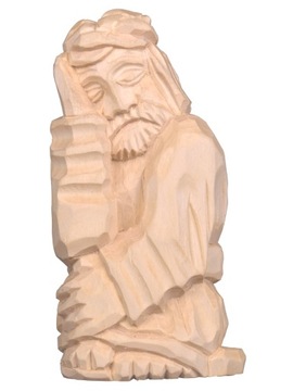 Figurka Jezus Chrystus frasobliwy rzeźba drewniana ręcznie rzeźbiona 21 cm