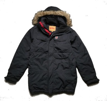 Fjallraven kodiak parka zimowa męska kurtka ocieplana czarna futerko S