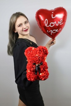 ВЕЧНАЯ РОЗА В СТЕКЛЕ + СВЕТОДИОДНЫЙ НАБОР «МИШКА РОЗ» ПОДАРОК ​​НА ДЕНЬ МАТЕРИ ДЛЯ НЕЕ