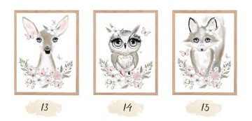 3 плаката для девочки: бабочки-слон-панда А3