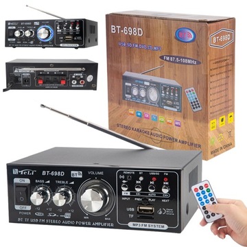 WZMACNIACZ SURROUND HIFI BLUETOOTH KANAŁ 2.0 ODTWARZACZ AUDIO 180W + 180W