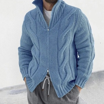 Fashion Slim Knitted Sweatercoat Men Casual Zip-up