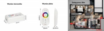 КОМПЛЕКТ КОНТРОЛЛЕРА СВЕТОДИОДОВ RGBW С ПУЛЬТОМ ПУЛЬТА FUT027 RGB+W