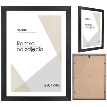 Рамка для фотографий А3 29,7х42 см, черная рамка из МДФ настенная CADRO