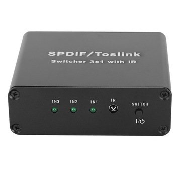 Коммутатор TosLink 3x1 SPDIF с дистанционным управлением и блоком питания 100В-240В