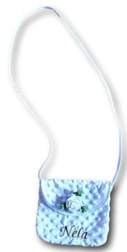 Сумочка для первого причастия с вышивкой имени, клатч с розой