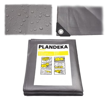 GRUBA PLANDEKA 3X7M MOCNA WZMACNIANA 210G MROZOODPORNA UV+