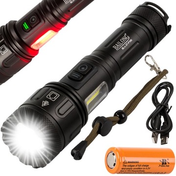 LATARKA TAKTYCZNA BAILONG CREE LED XHP160 COB BARDZO MOCNA WOJSKOWA ZOOM
