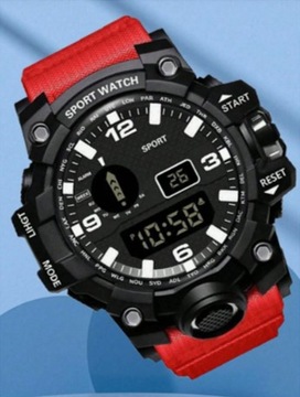 Męski zegarek LED wodoodporny, odporny na wstrząsy - red