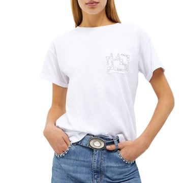 LIU JO - T-shirt with small pocket biały r. S