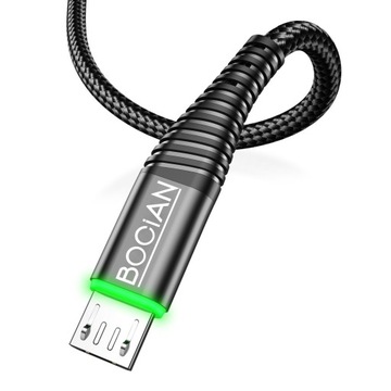 BOCIAN Fast QC USB - Кабель Micro USB 3A LED 1M