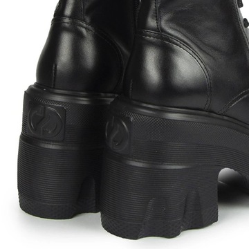 CARINII B9905 BOTKI WORKERY SKÓRA LICO CZARNE 38