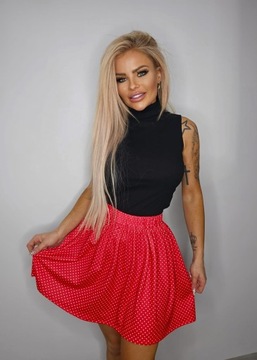 SPÓDNICZKA CZERWONA w KROPKI GROSZKI ROZKLOSZOWANA ZWIEWNA na GUMCE XS/S