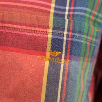 Armani Koszula Vintage Y2K w kratkę długi rękaw bawełna made in Italy L