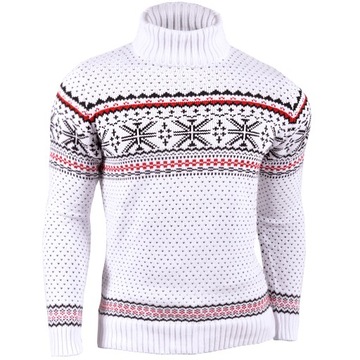 Sweter Męski Norweski Golf Stójka Bluza