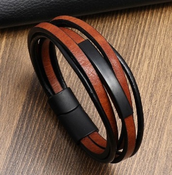 КОЖАНЫЙ БРАСЛЕТ МУЖСКОЙ, НЕРЖАВЕЮЩАЯ СТАЛЬ