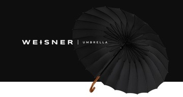 WEISNER Kapitol | CZARNA PARASOLKA DAMSKA MESKA PARASOL PRZECIWDESZCZOWY XL