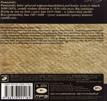 ДНЕВНИКИ - ЯН ЗЛАТОУСТ ПАСЕК [АУДИОКНИГА] [CD-MP3]