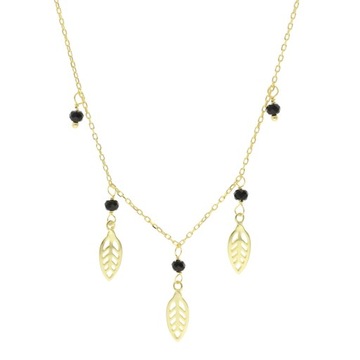 Naszyjnik z onyksami trzy listki choker srebro