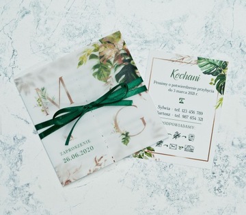 Приглашения на свадьбу MONSTERA GEOMETRIC с калькой