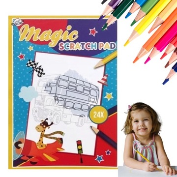 MAGICZNY BLOK ZDRAPKA 24 ARKUSZE 3+ AUTOBUS DWUPIĘTROWY