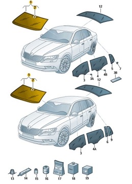 SZYBA CZOŁOWA SKODA SUPERB III OE 3V0845011AJNVB